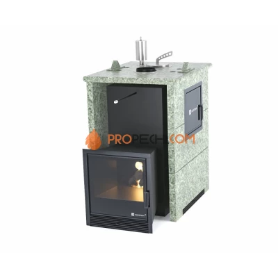 Дровяная печь для бани ИзиСтим Анапа М2 в трехстороннем кожухе из жадеита