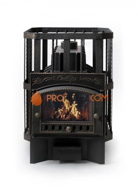 Чугунная банная печь "Сибирь-32" с каминной дверцей