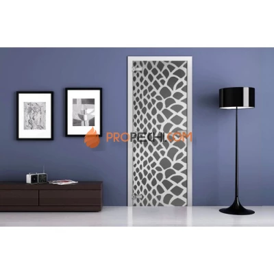 Стеклянная межкомнатная дверь DoorWood с рисунком MG-31 Графит, 2000х700 мм