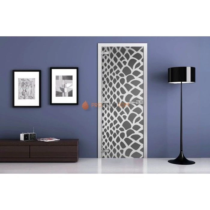 Стеклянная межкомнатная дверь DoorWood с рисунком MG-31 Графит, 2000х700 мм