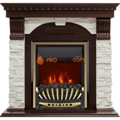 Каминокомплект Royal Flame Dublin - Темный дуб / Сланец белый с очагом Aspen Gold