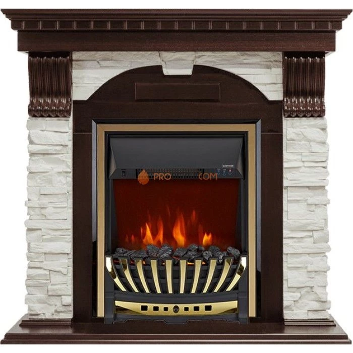 Каминокомплект Royal Flame Dublin - Темный дуб / Сланец белый с очагом Aspen Gold