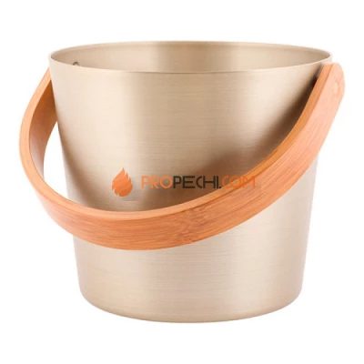 Ведро алюминевое с бамбуковой ручкой Rento Tammer-Tukku, шампань, для сауны, бани