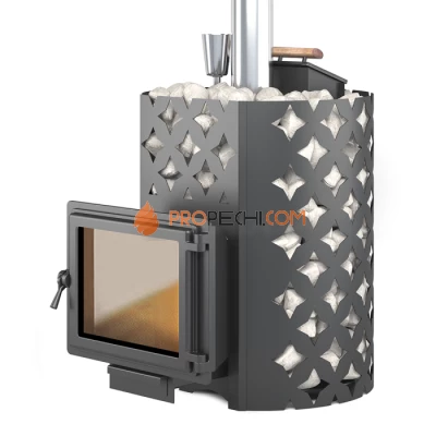 Печь для бани ЭТНА 24 (Панорама) Закрытая каменка