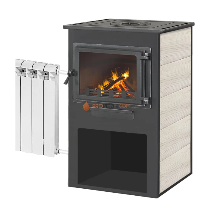 Камин ЭТНА (Панорама) с плитой и т/о Бежевый D150мм