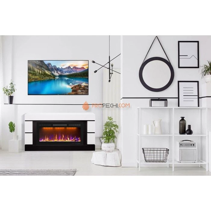 Каминокомплект Royal Flame Modern - Белый с черным (Глубина 300 мм) с очагом Crystal 36 RF