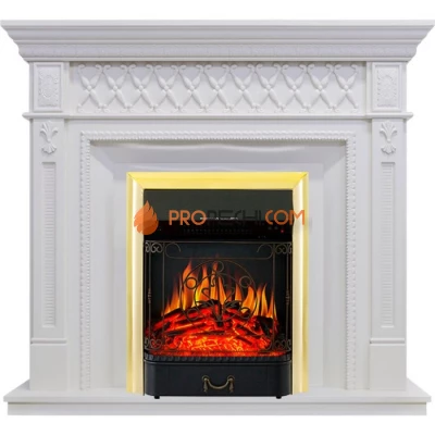 Каминокомплект Royal Flame Alexandria - Белый дуб с очагом Majestic FX Brass