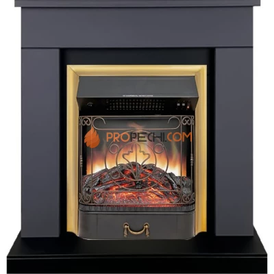 Каминокомплект Royal Flame Bergen (Разборный) - Серый графит (Ширина 900 мм) с очагом Majestic FX Brass