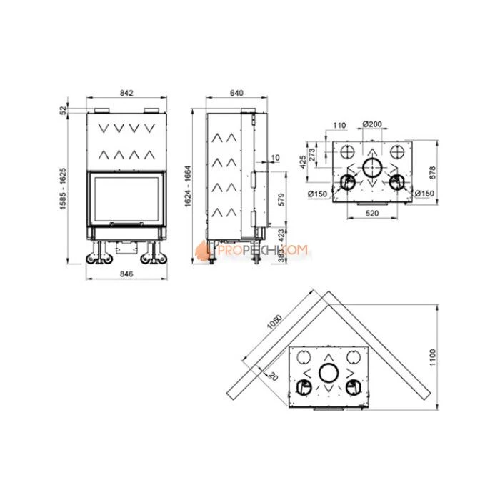 Каминная топка La Nordica Monoblocco in Ironker 750 Piano
