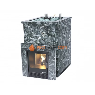 Дровяная печь для бани ИзиСтим Домна 45 К в камне Пироксенит