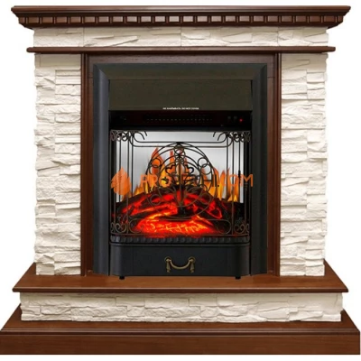 Каминокомплект Royal Flame Calgary - Дуб / Сланец белый с очагом Majestic FX M Black