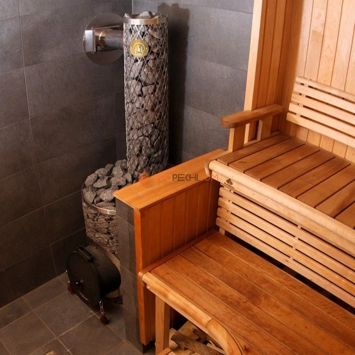 Дровяная печь для бани IKI Maxi-IKI со стальной дверцей смайл