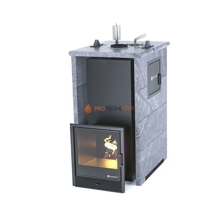 Дровяная печь для бани ИзиСтим Геленджик М2 в трехстороннем кожухе из талькохлорита
