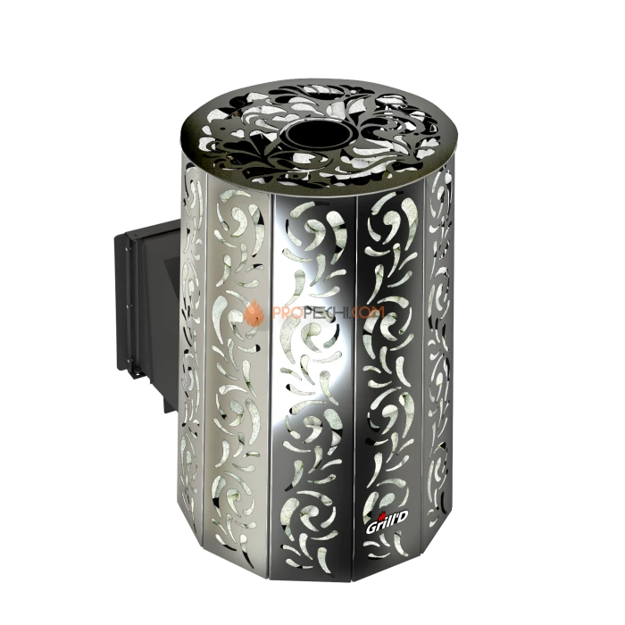 Дровяная банная печь Grill’D Violet Long Window Max Pro (Камень колотый, 100 кг)