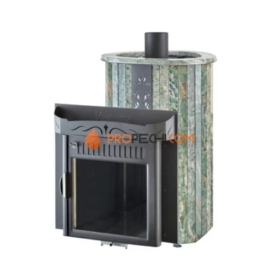 Дровяная печь для сауны Ферингер Макси До 30 м³ - Жадеит - цельные ламели - обрамление Камень
