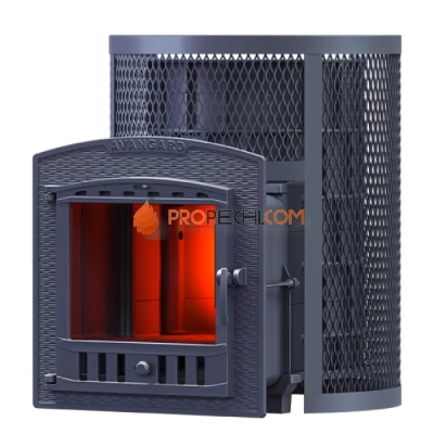 Чугунная печь для бани Гефест Авангард 30П2 в круглой сетке