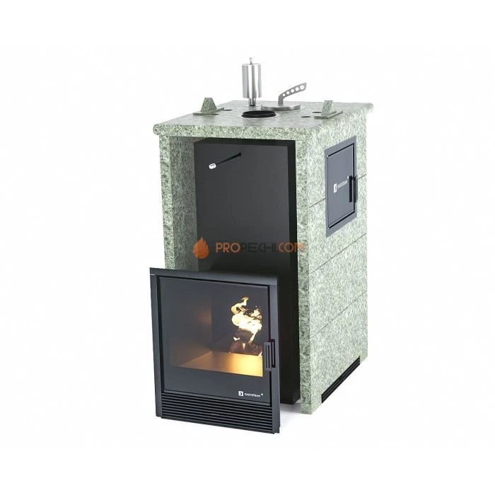 Дровяная печь для бани ИзиСтим Сочи М2 в трехстороннем кожухе из жадеита