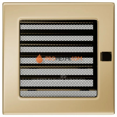 Вентиляционная решетка Kratki 17х17 с жалюзи золото