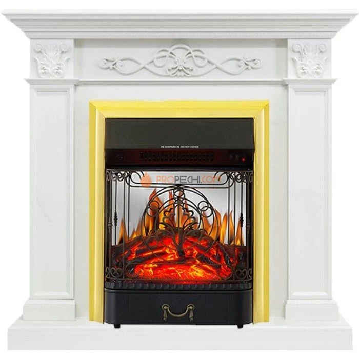 Каминокомплект Royal Flame Verona - Белый дуб с очагом Majestic FX M Brass