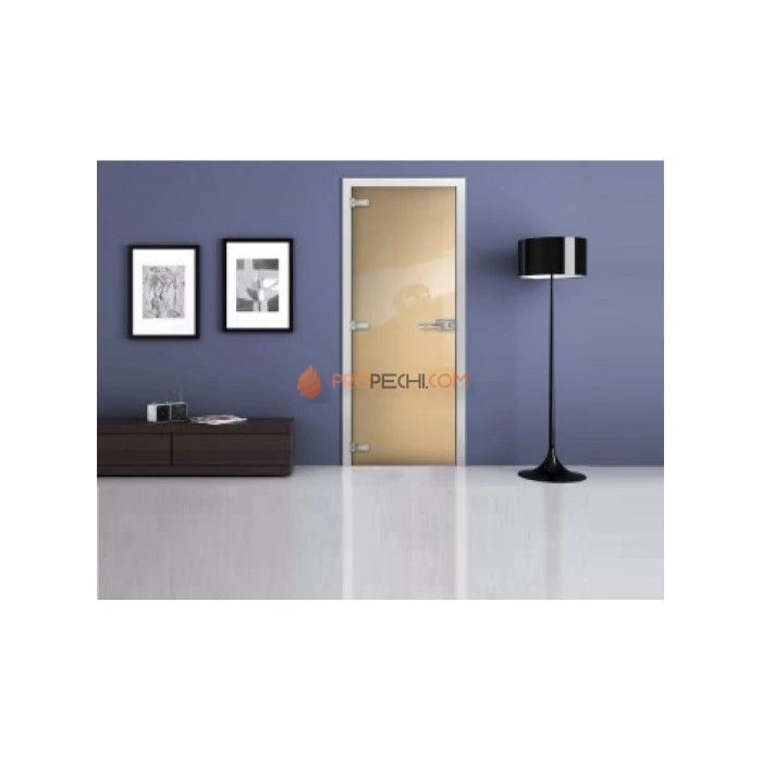 Стеклянная межкомнатная дверь DoorWood с фотопечатью Ral 1015, 2000х600 мм