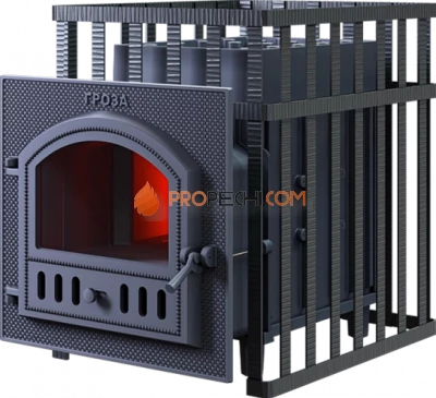 Чугунная банная печь Гроза 24П в сетке