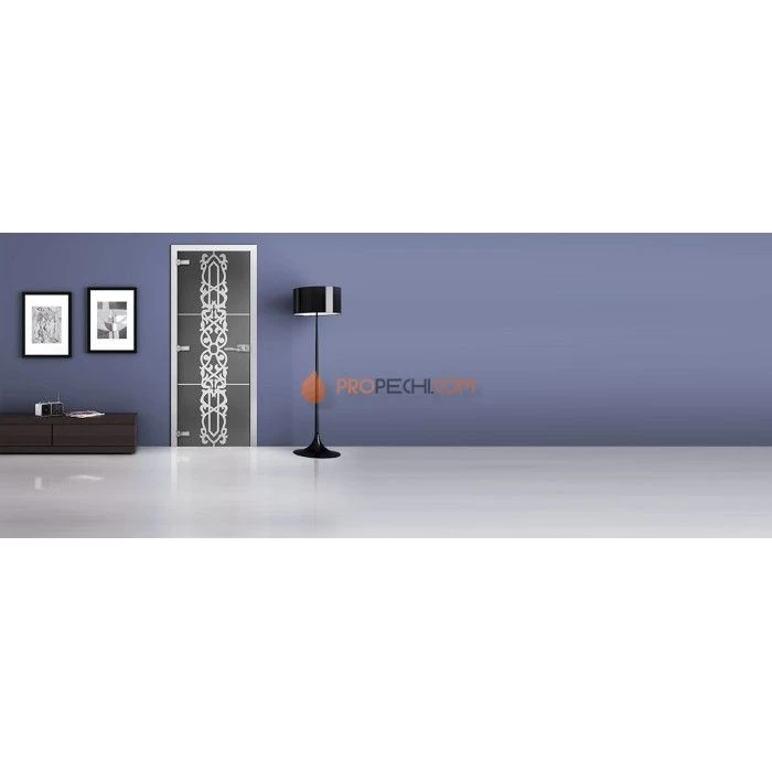 Стеклянная межкомнатная дверь DoorWood с рисунком MG-06 Графит, 2000х800 мм