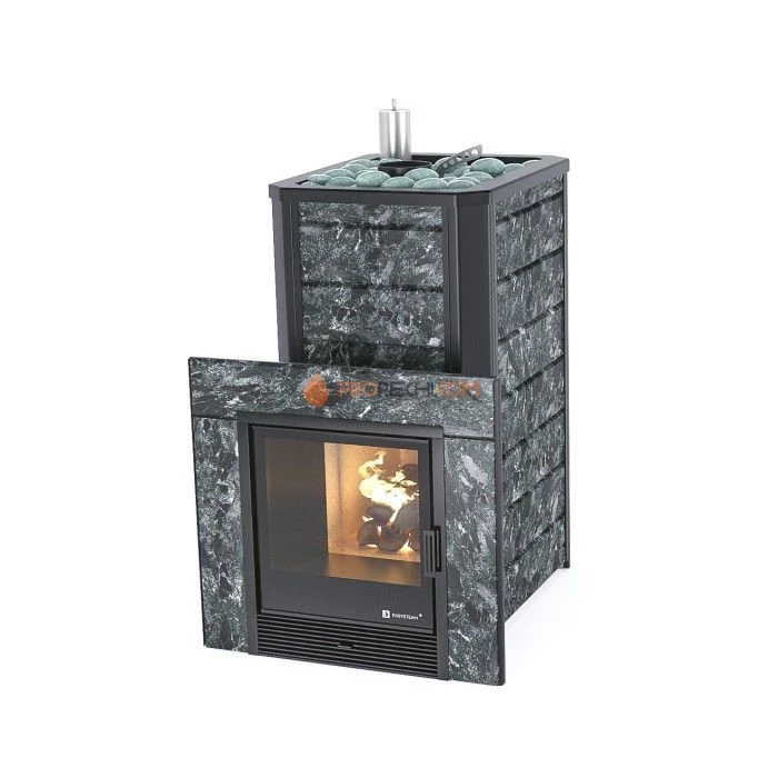 Дровяная печь для бани ИзиСтим Ялта 35 в камне Пироксенит