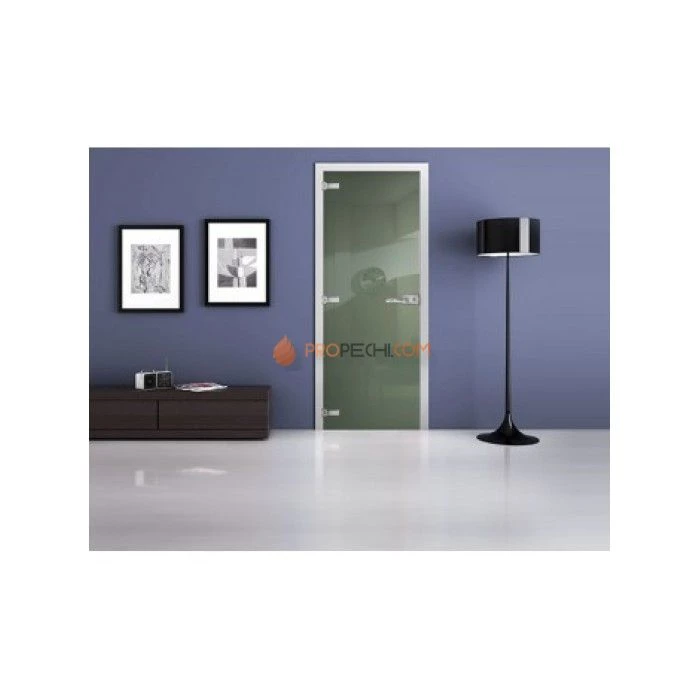 Стеклянная межкомнатная дверь DoorWood с фотопечатью Ral 6021, 2000х600 мм