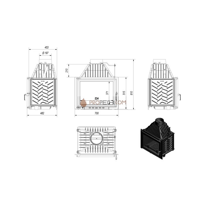 Каминная топка Kratki ZUZIA/700 (16 кВт)