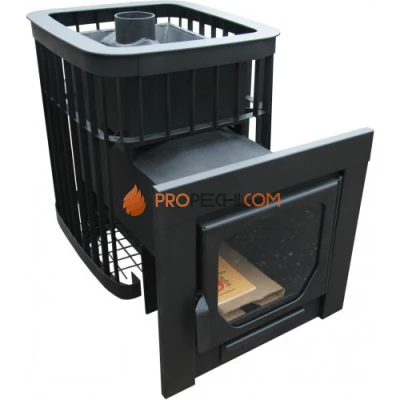 Печь банная Варвара Каменка удлиненная топка, панорамная