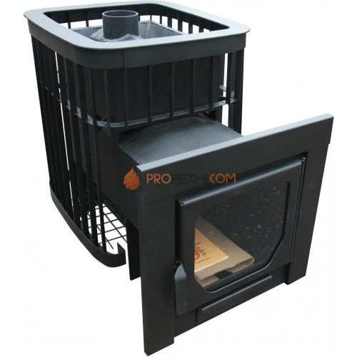 Печь банная Варвара Каменка удлиненная топка, панорамная