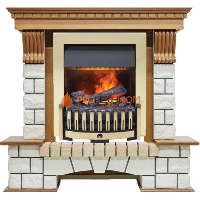 Каминокомплект Dimplex Pierre Luxe - Дуб / Белый (Высота 1020мм) с очагом Danville Brass FB2