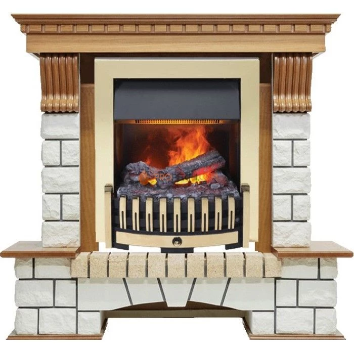 Каминокомплект Dimplex Pierre Luxe - Дуб / Белый (Высота 1020мм) с очагом Danville Brass FB2