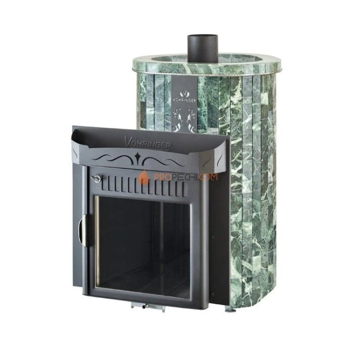 Дровяная печь для сауны Ферингер Макси До 30 м³ - Змеевик - наборные ламели - обрамление Камень