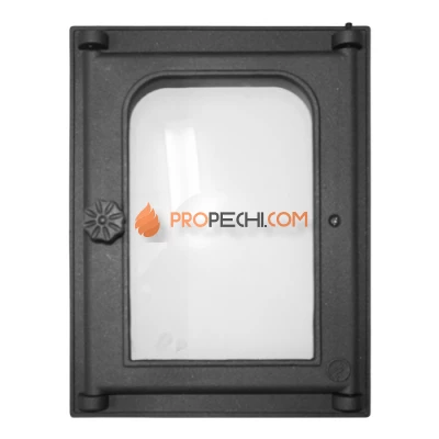 Дверца K303 топочная 250х350 мм застекленная, на петлях