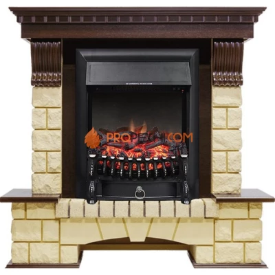 Каминокомплект Royal Flame Pierre Luxe - Темный дуб / Шампань с очагом Fobos FX Black