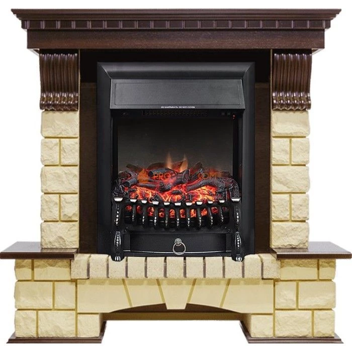 Каминокомплект Royal Flame Pierre Luxe - Темный дуб / Шампань с очагом Fobos FX Black