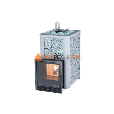 Дровяная печь для бани ИзиСтим Ялта 15 в кожухе Хохлома