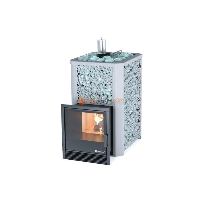 Дровяная печь для бани ИзиСтим Ялта 15 в кожухе Хохлома