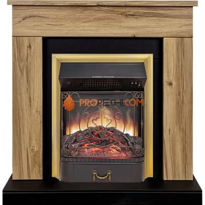 Каминокомплект Royal Flame Bergen (Разборный) - Дуб галифакс (Ширина 900 мм) с очагом Majestic FX M Brass