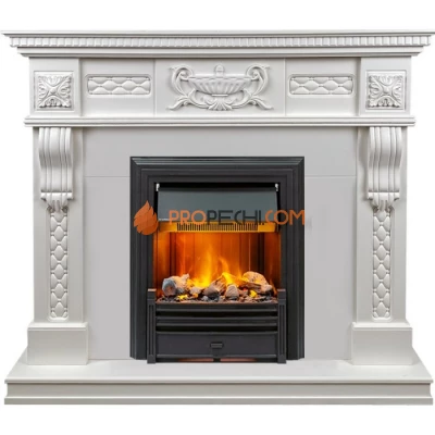 Каминокомплект Dimplex Corsica - Матовый белый (Ширина 1100) с очагом Brookline Black