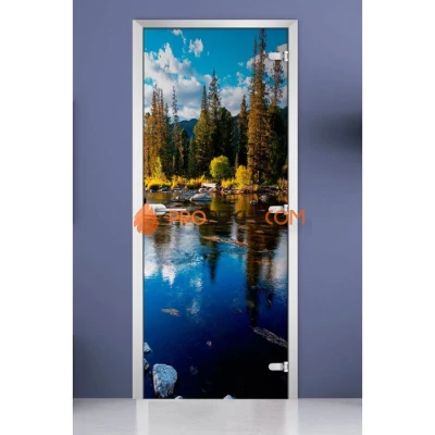 Стеклянная межкомнатная дверь DoorWood с фотопечатью Forest-11, 2000х700 мм