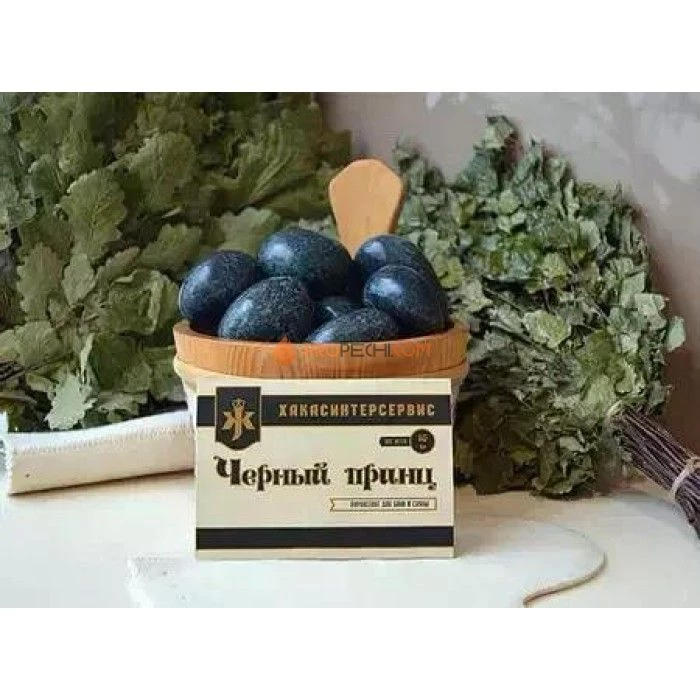 Камень Grill’D Черный принц шлифованный средний — 10 кг (коробка)