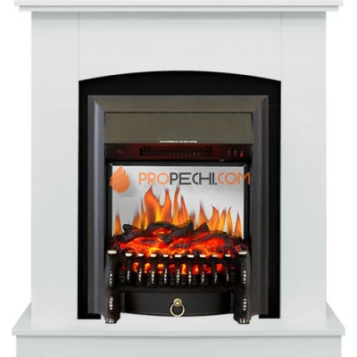 Каминокомплект Royal Flame Barcelona (разборный) - Белый с очагом Fobos FX M Black