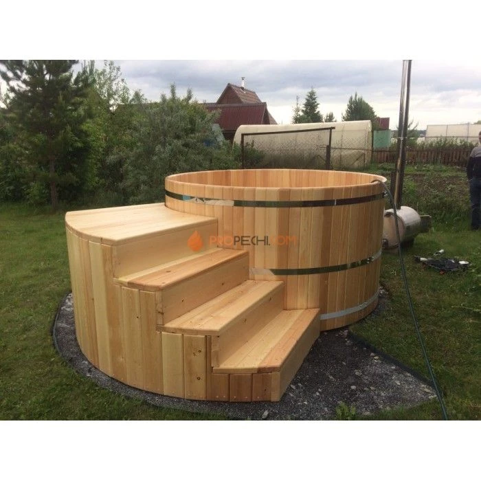 Фурако круглая НКЗ из кедра, диаметр 200 см, высота 120 см (наружная печь)