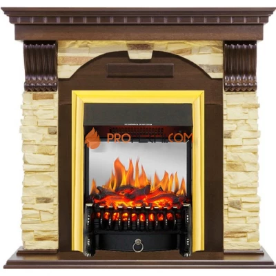 Каминокомплект Royal Flame Dublin угловой - Темный дуб / Сланец с очагом Fobos FX M Brass