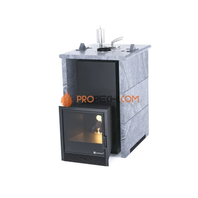 Дровяная печь для бани ИзиСтим Анапа в трехстороннем кожухе из талькохлорита