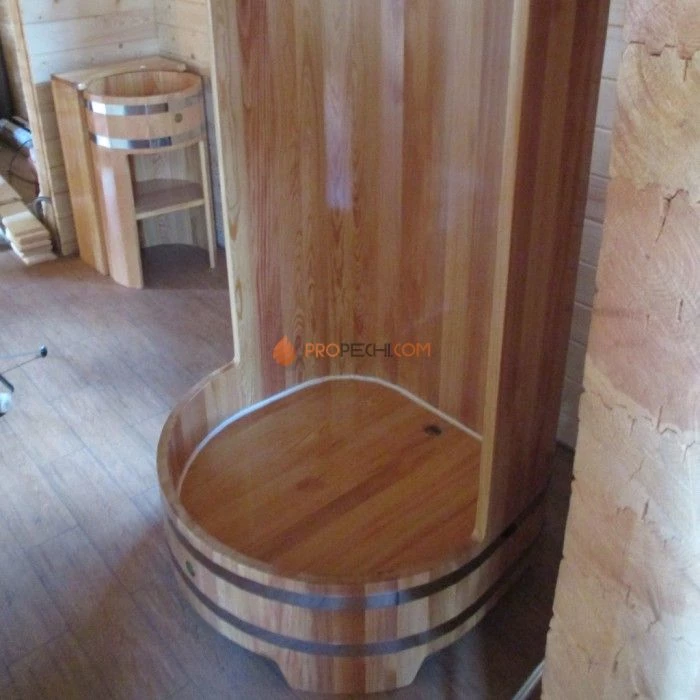 Душевая кабина BentWood с держателем для шторки (лиственница натуральная)