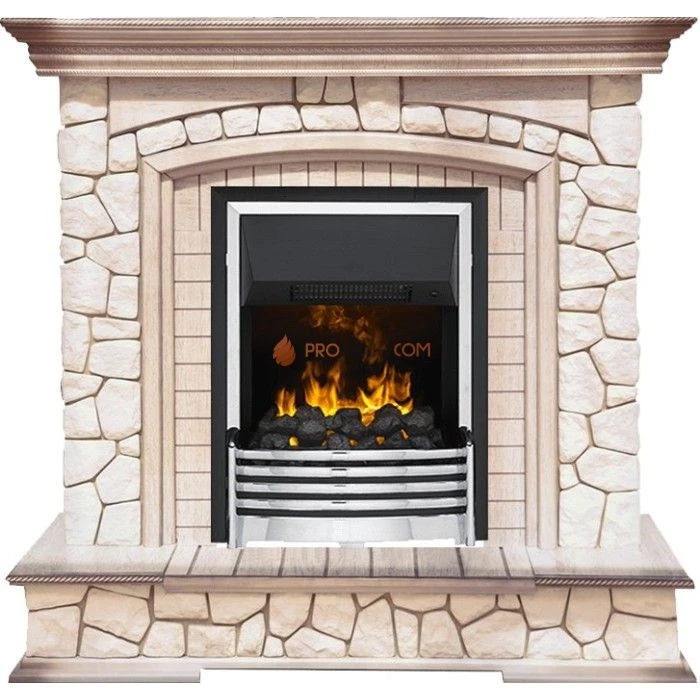 Каминокомплект Dimplex Preston - Белый/Слоновая кость с патиной с очагом Flagstaff