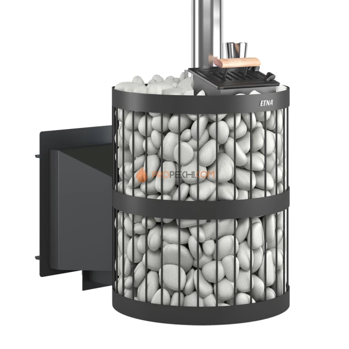 Печь для бани Этна 24 (Панорама) "М" Закрытая каменка Стандарт